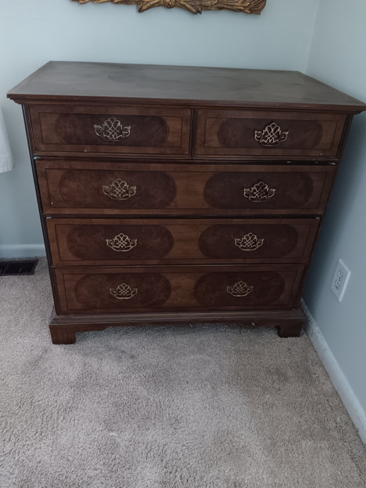 Vintage Baker 1635 William & Mary Walnut Burlwood Marquetry Chest